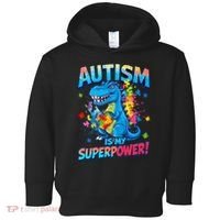 Autism Is My Superpower Dinosaur Autism Awareness Toddler Hoodie thumb 0