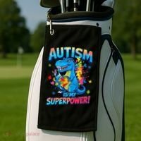 Autism Is My Superpower Dinosaur Autism Awareness Golf Towel thumb 2