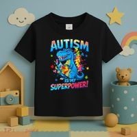 Autism Is My Superpower Dinosaur Autism Awareness Toddler T-Shirt thumb 3