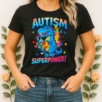 Autism Is My Superpower Dinosaur Autism Awareness Women's T-Shirt thumb 2