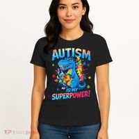 Autism Is My Superpower Dinosaur Autism Awareness Women's T-Shirt thumb 4