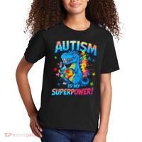 Autism Is My Superpower Dinosaur Autism Awareness Kids T-Shirt thumb 2