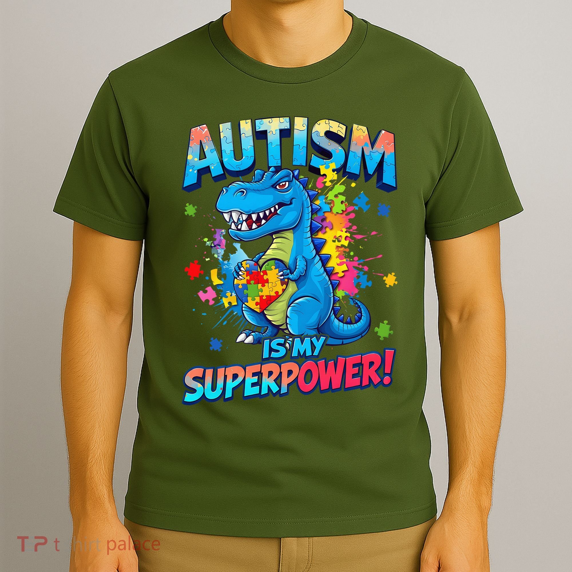 Autism Is My Superpower Dinosaur Autism Awareness T-Shirt