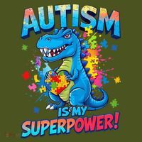 Autism Is My Superpower Dinosaur Autism Awareness T-Shirt thumb 7