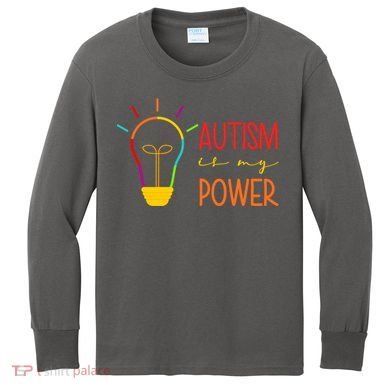 Autism Is My Power Autism Awareness Kids Long Sleeve Shirt