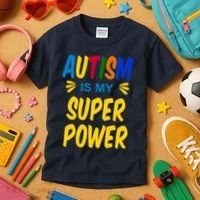 Autism Is My Super Power Kids T-Shirt thumb 3