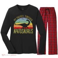 Apatosaurus Is My Favorite Dinosaur Dino Lovers Women's Long Sleeve Flannel Pajama Set  thumb 0