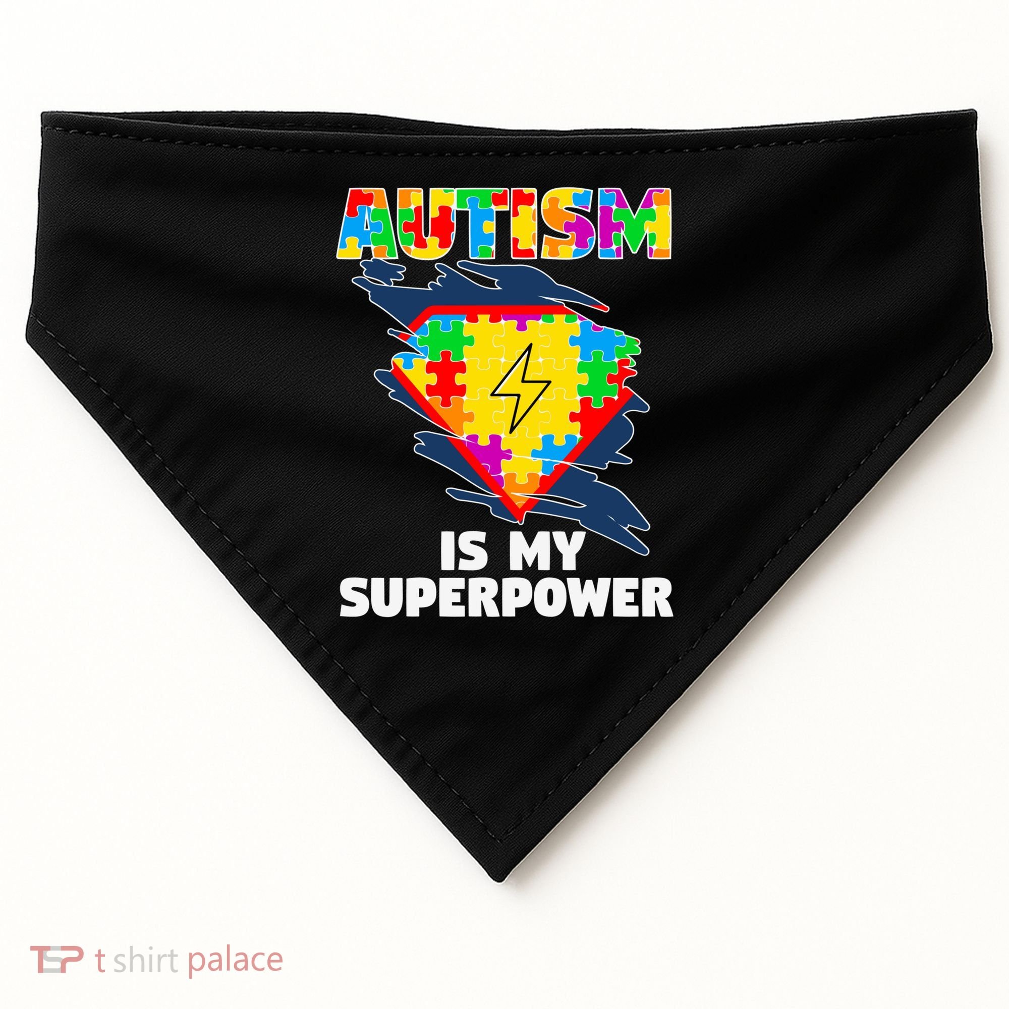 Autism Is My Super Power Superhero Gift Autism Awareness Funny Gift USA-Made Doggie Bandana