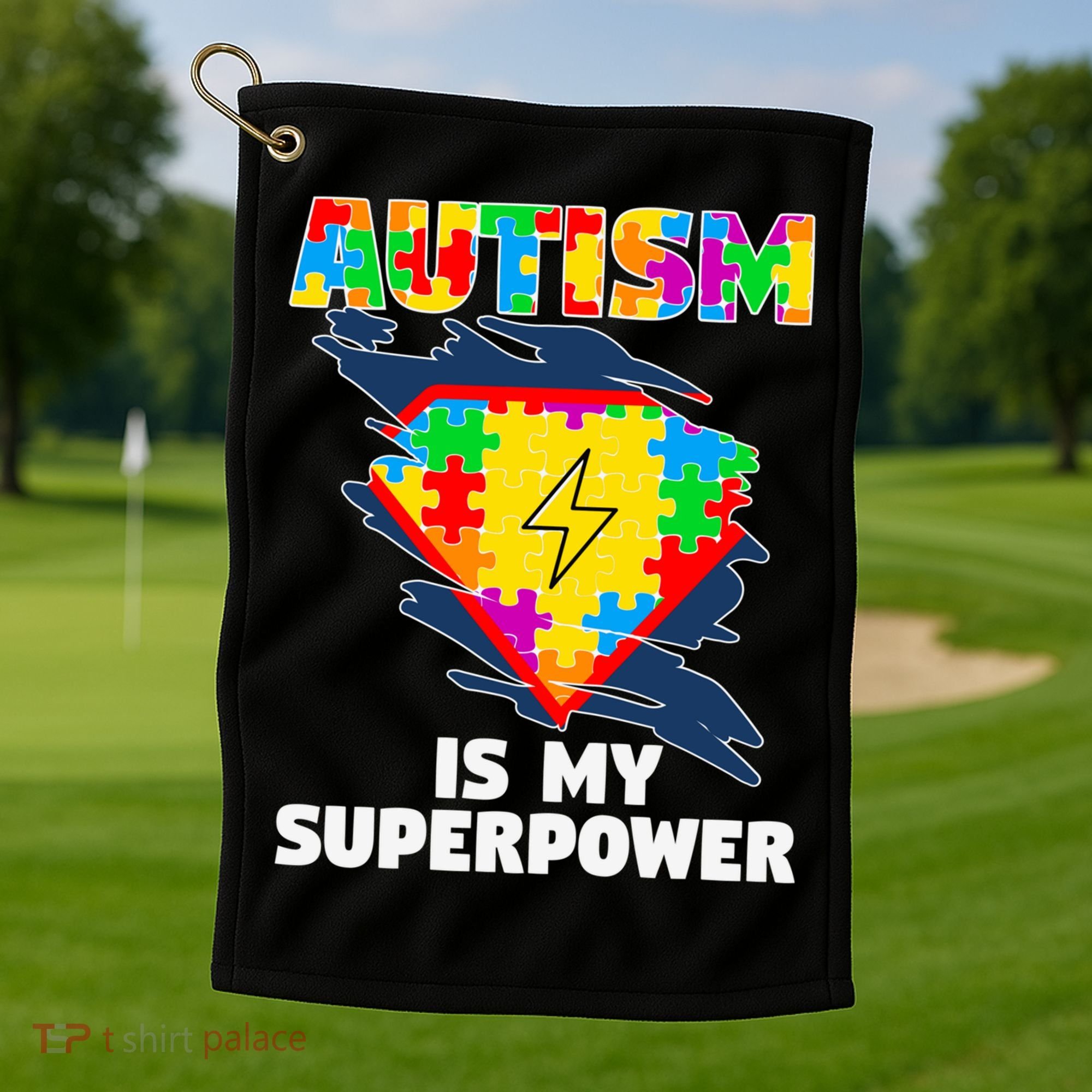Autism Is My Super Power Superhero Gift Autism Awareness Funny Gift Golf Towel