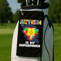 Autism Is My Super Power Superhero Gift Autism Awareness Funny Gift Golf Towel thumb 2