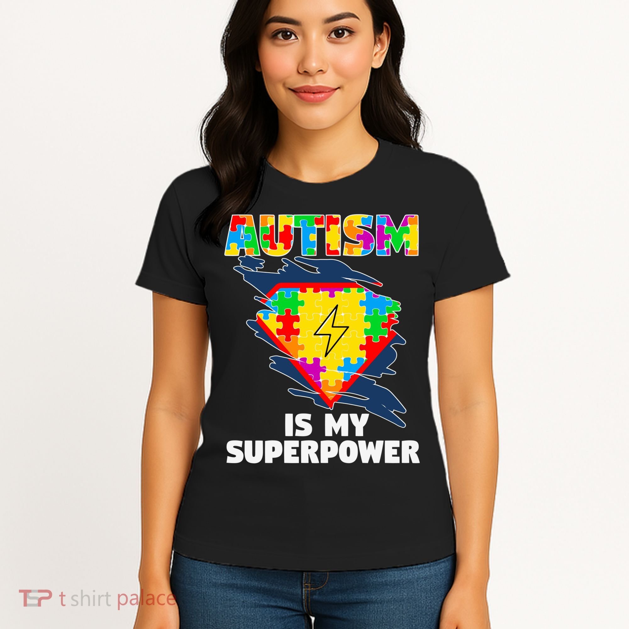 Autism Is My Super Power Superhero Gift Autism Awareness Funny Gift Women's T-Shirt
