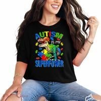 Autism Is My Superpower Autism Awareness Dinosaur Comfort Colors T-Shirt thumb 0