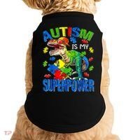Autism Is My Superpower Autism Awareness Dinosaur Doggie Tank thumb 0