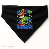 Autism Is My Superpower Autism Awareness Dinosaur USA-Made Doggie Bandana thumb 0