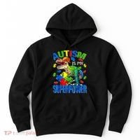 Autism Is My Superpower Autism Awareness Dinosaur Hoodie thumb 0