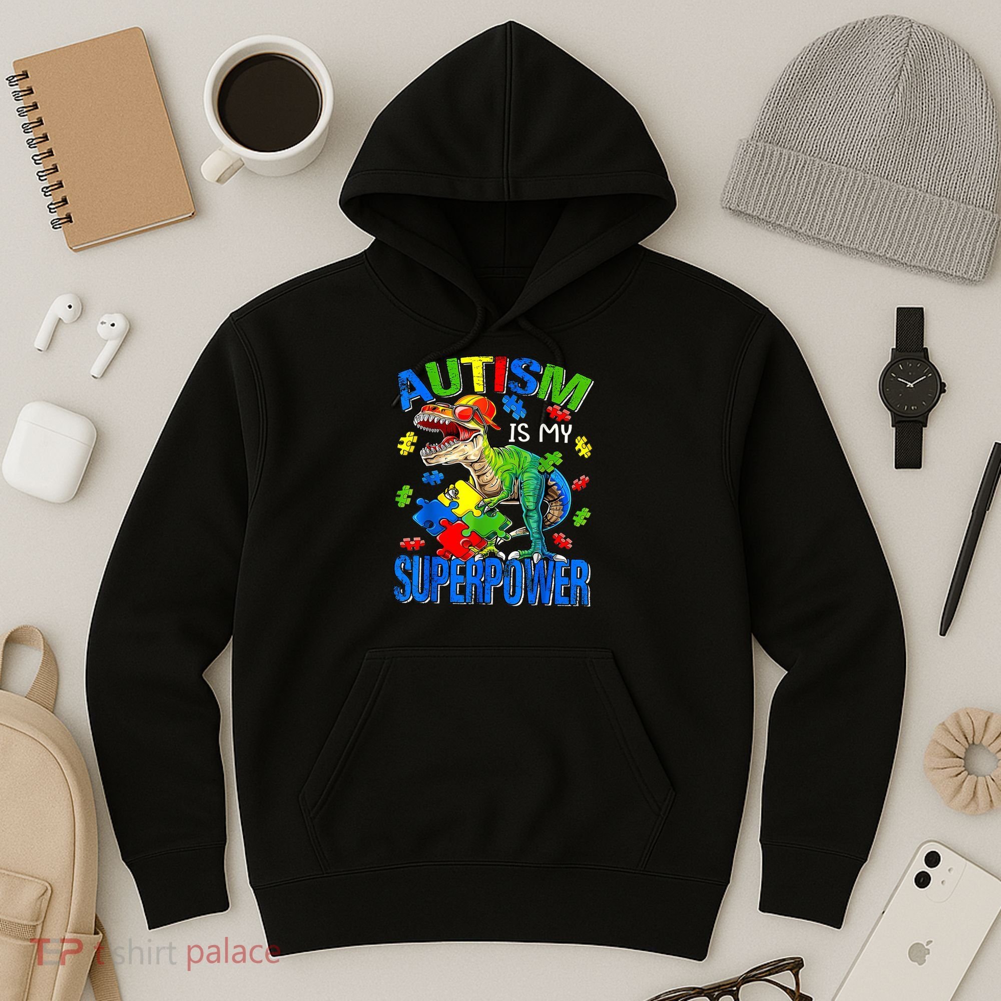 Autism Is My Superpower Autism Awareness Dinosaur Hoodie