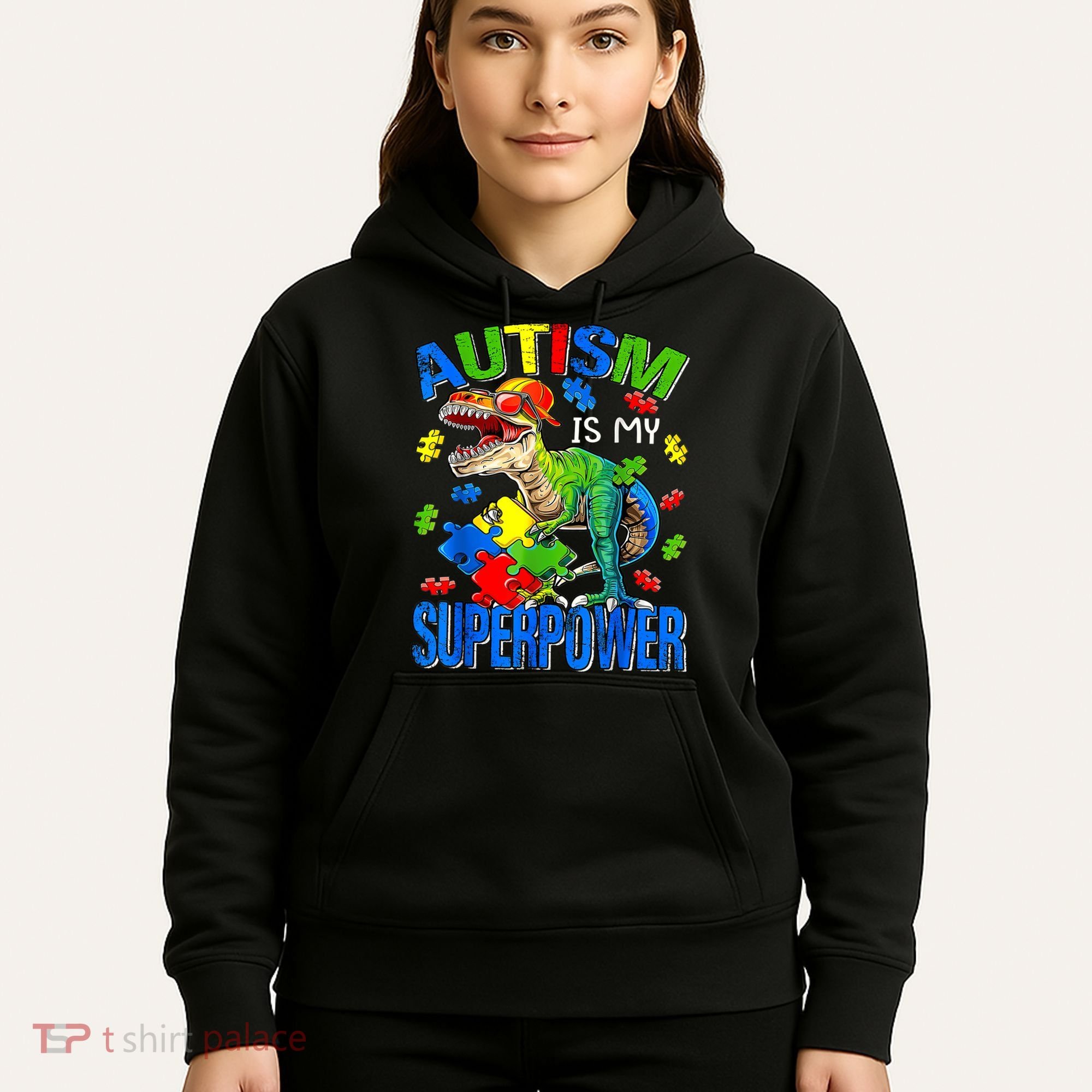 Autism Is My Superpower Autism Awareness Dinosaur Hoodie