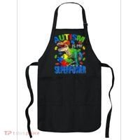 Autism Is My Superpower Autism Awareness Dinosaur Apron thumb 0