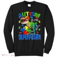 Autism Is My Superpower Autism Awareness Dinosaur Sweatshirt thumb 0