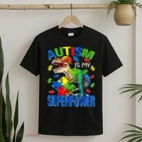 Autism Is My Superpower Autism Awareness Dinosaur T-Shirt thumb 2