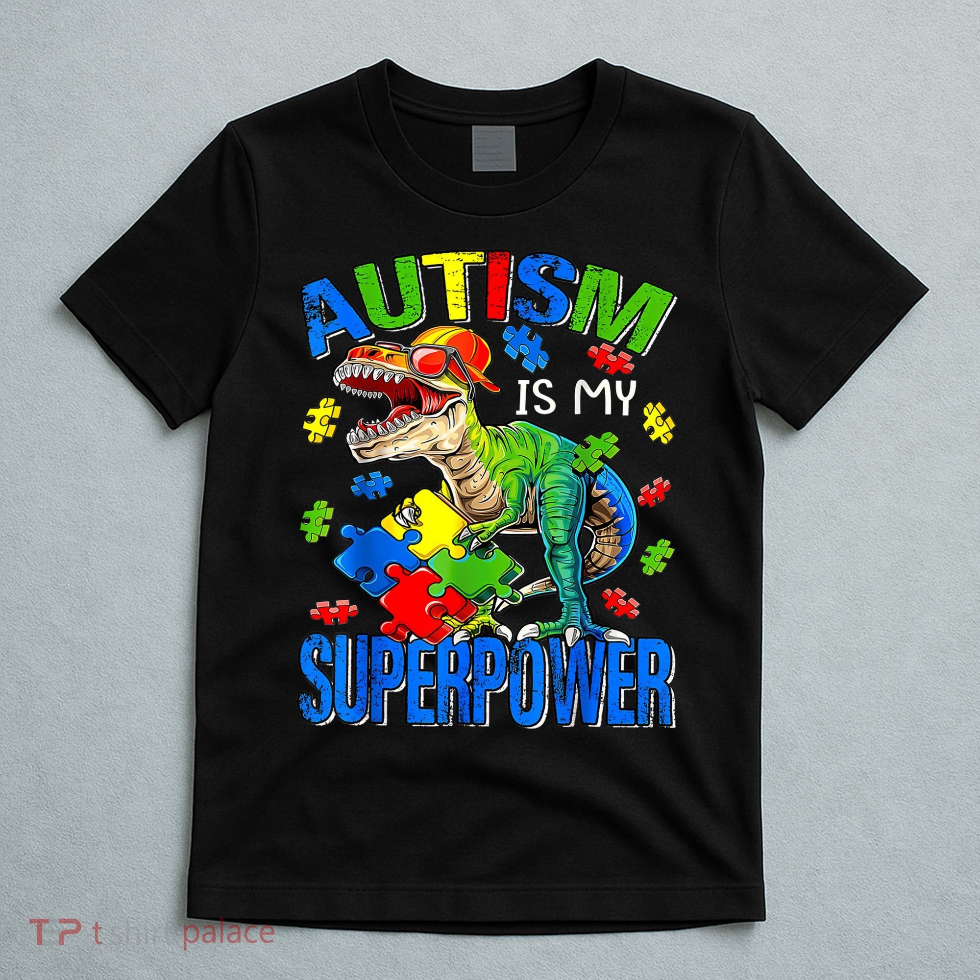 Autism Is My Superpower Autism Awareness Dinosaur T-Shirt