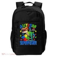 Autism Is My Superpower Autism Awareness Dinosaur Backpack thumb 0