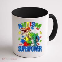 Autism Is My Superpower Autism Awareness Dinosaur Coffee Mug thumb 1