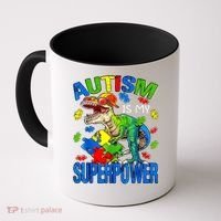 Autism Is My Superpower Autism Awareness Dinosaur Coffee Mug thumb 0