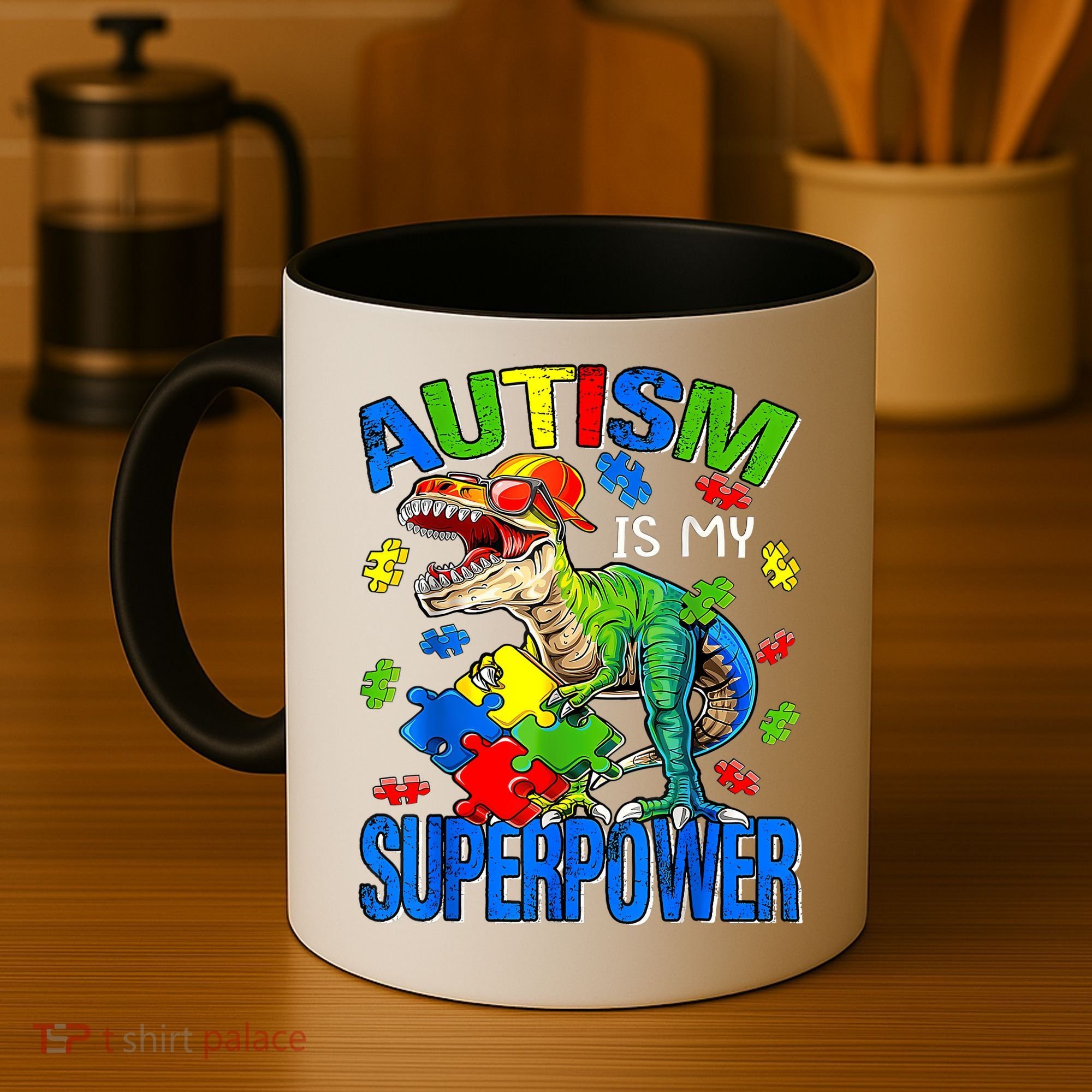 Autism Is My Superpower Autism Awareness Dinosaur Coffee Mug