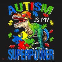 Autism Is My Superpower Autism Awareness Dinosaur Baby Bodysuit thumb 2