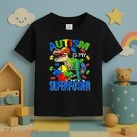 Autism Is My Superpower Autism Awareness Dinosaur Toddler T-Shirt thumb 3