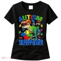 Autism Is My Superpower Autism Awareness Dinosaur Women's T-Shirt thumb 0