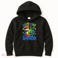 Autism Is My Superpower Autism Awareness Dinosaur Kids Hoodie thumb 0