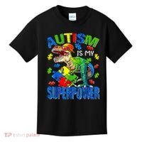Autism Is My Superpower Autism Awareness Dinosaur Kids T-Shirt thumb 0
