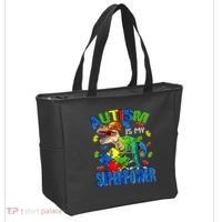 Autism Is My Superpower Autism Awareness Dinosaur Tote Bag thumb 2