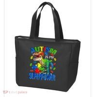 Autism Is My Superpower Autism Awareness Dinosaur Tote Bag thumb 3