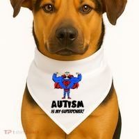 Autism Is My Super Power Hero USA-Made Doggie Bandana thumb 1