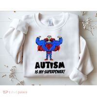 Autism Is My Super Power Hero Sweatshirt thumb 2