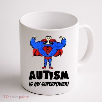 Autism Is My Super Power Hero Coffee Mug back