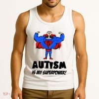 Autism Is My Super Power Hero Tank Top thumb 3