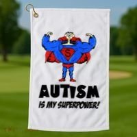 Autism Is My Super Power Hero Golf Towel thumb 1