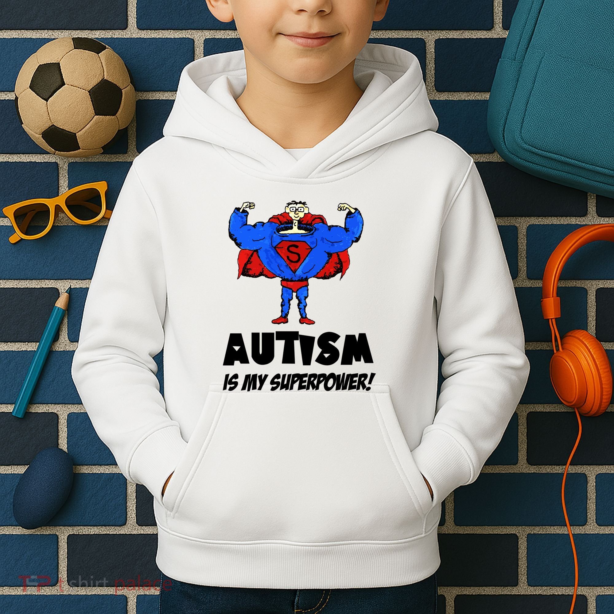 Autism Is My Super Power Hero Kids Hoodie