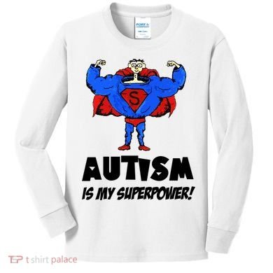 Autism Is My Super Power Hero Kids Long Sleeve Shirt