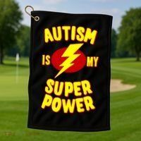 Autism Is My Super Power Cool Gift Golf Towel thumb 1