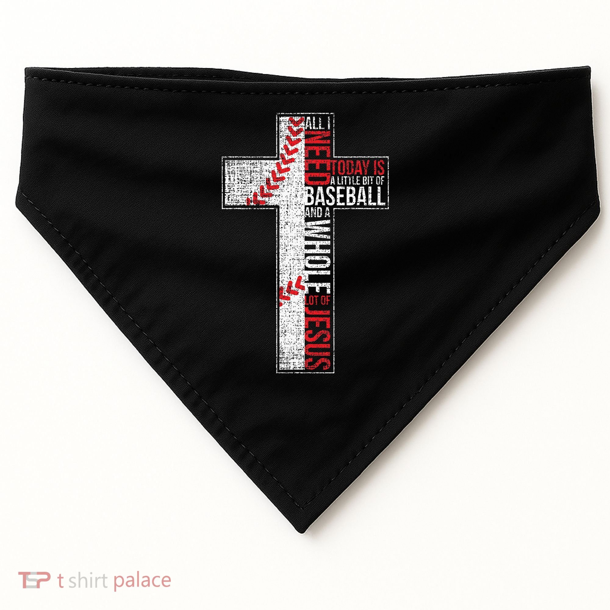 All I Need Is Baseball & Jesus Christian Cross Faith USA-Made Doggie Bandana