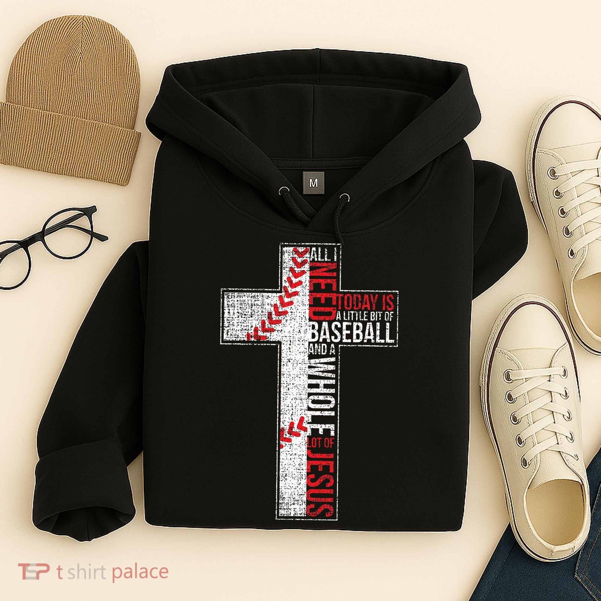 All I Need Is Baseball & Jesus Christian Cross Faith Hoodie