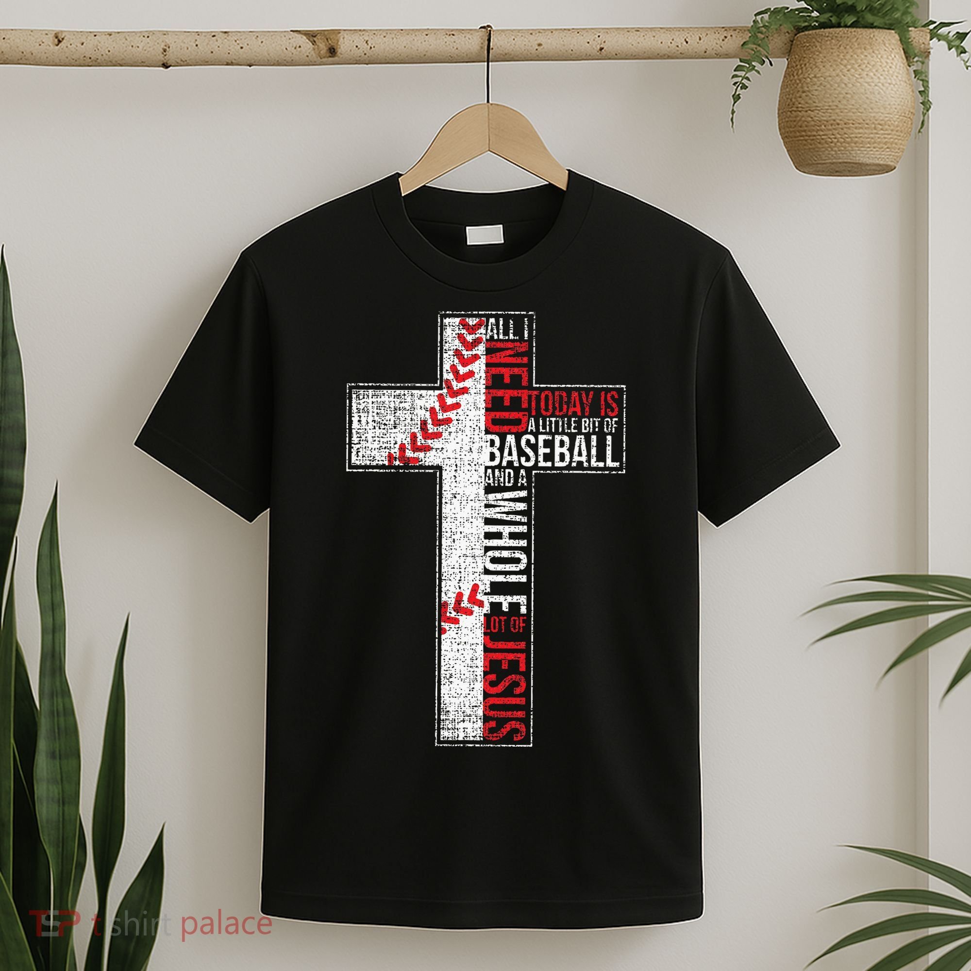 All I Need Is Baseball & Jesus Christian Cross Faith T-Shirt