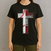 All I Need Is Baseball & Jesus Christian Cross Faith T-Shirt thumb 4