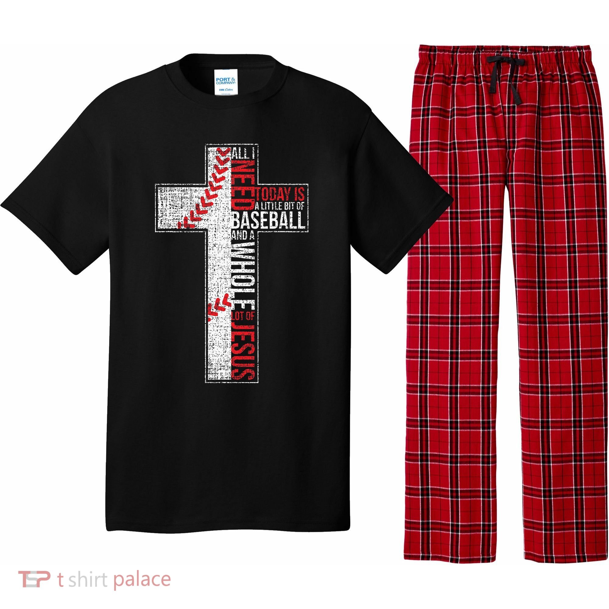 All I Need Is Baseball & Jesus Christian Cross Faith Pajama Set
