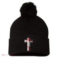 All I Need Is Baseball & Jesus Christian Cross Faith Pom Pom 12in Knit Beanie thumb 0